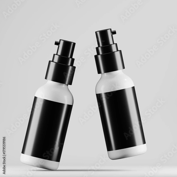 Obraz Dynamic Duo Airless Pump Bottle Mockups with Blank Labels
