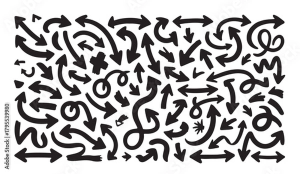 Obraz Hand drwan arrows silhouette pointing directions bundle