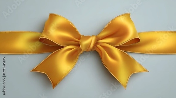 Fototapeta Golden ribbon bow isolated clean vector style space for text