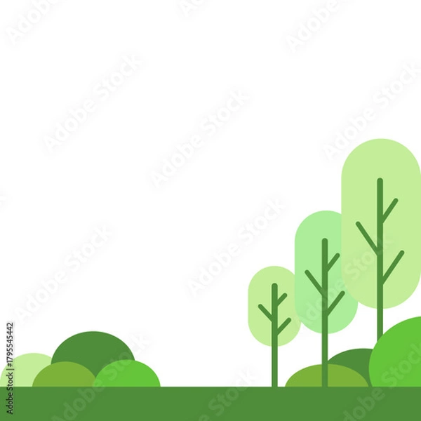 Fototapeta Simple Green Forest Illustration for Background or Design Element