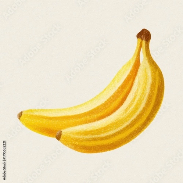 Fototapeta A bunch of ripe yellow bananas with subtle brown spots on a light background