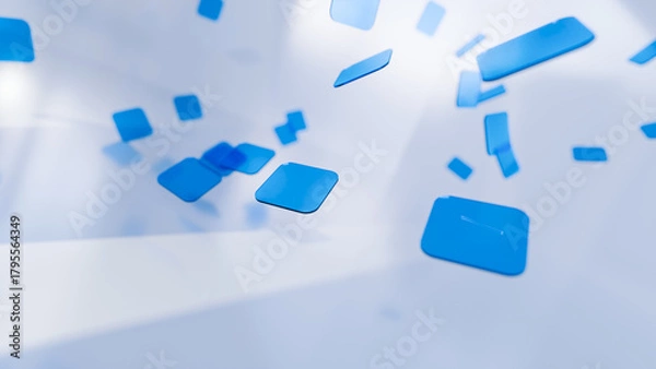 Obraz Blue randomly falling glass pieces