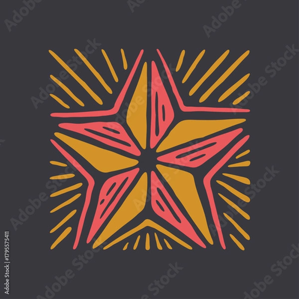 Fototapeta Stylized Starburst Shape with doodle Design