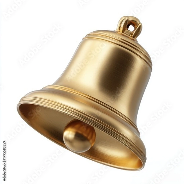 Fototapeta Elegant golden bell with polished texture, perfect for holiday concepts isolated on white background