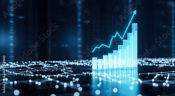 Fototapeta Stock market graph showing financial growth on a clean business chart
