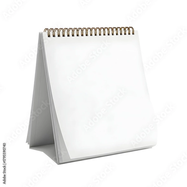 Fototapeta Blank desktop calendar and notebook isolated on a clean white background