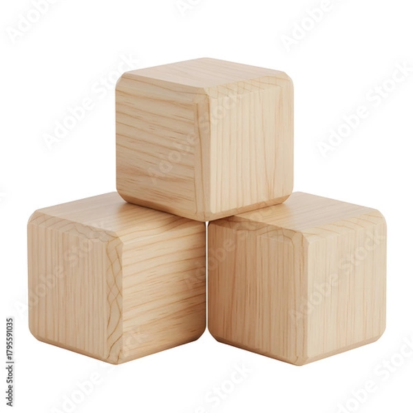 Fototapeta Wooden storage box placed on a clean white background