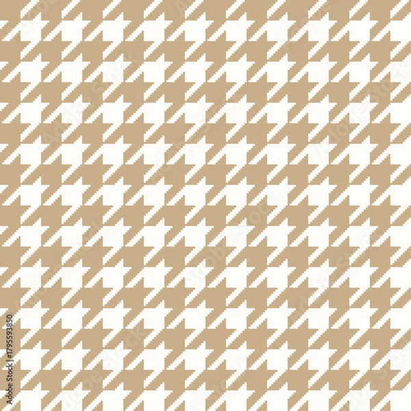 Fototapeta Brown, beige seamless abstract geometric Houndstooth pixel pattern, repeat seamless pattern