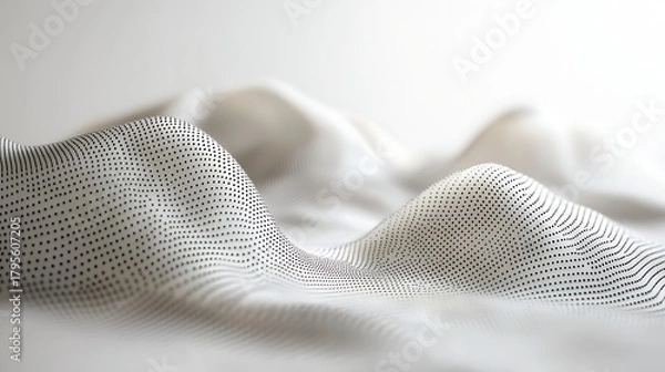 Obraz Abstract white surface with black dot grid pattern creating a wavy landscape design