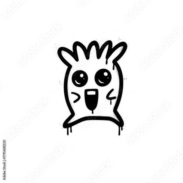 Fototapeta Adorable cartoon monster with big eyes and dripping paint, perfect for playful designs and creative kids' projects, originally scalable graphics