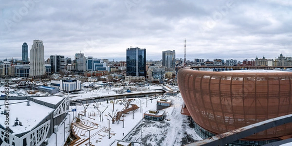 Obraz the center of ekaterinburg the embankment of the river iset and UGMK arena