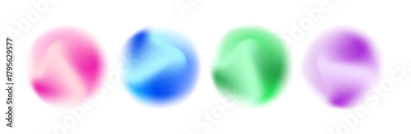 Obraz radial abstract shape light png gradient blur circle blurry element vector colors round fluid mesh blob neon sphere aura form bubble. pink, blue, green and purple figure.