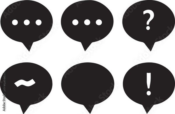 Obraz Chat icon set. Black speech bubble collection. Set of speech bubble. Speech bubble comic.