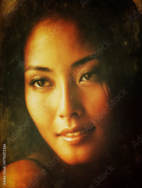 Obraz Vintage Beauty Portrait of a Smiling Asian Woman