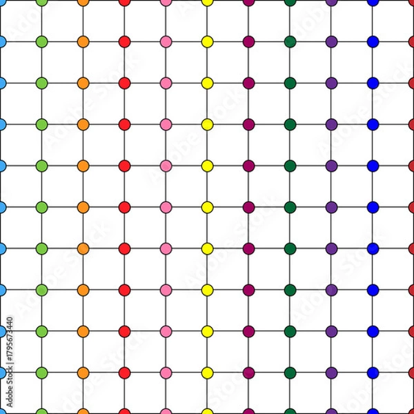 Obraz Multicolor Geometric Circle Grid Pattern on White Background