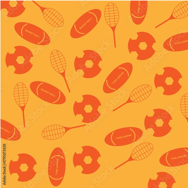 Obraz Sports Equipment Seamless Pattern – Balls & Rackets