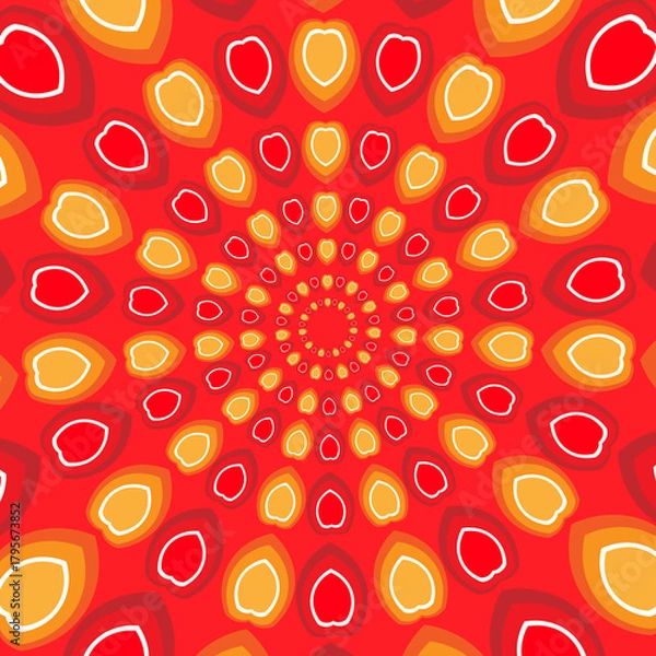 Obraz Red Spiral Mandala Pattern with Yellow Accents