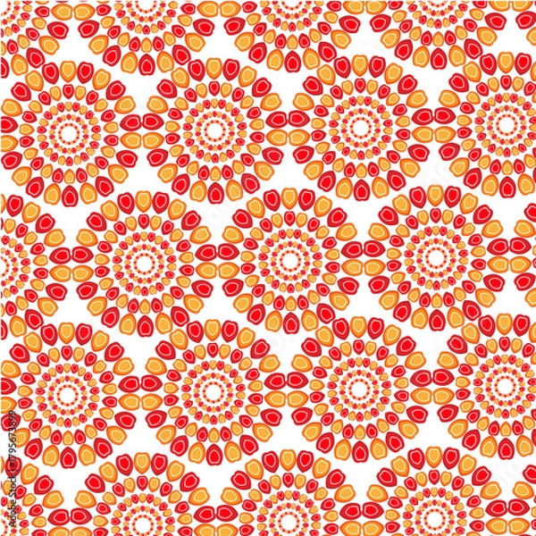 Obraz Red and Yellow Mandala Floral Seamless Pattern
