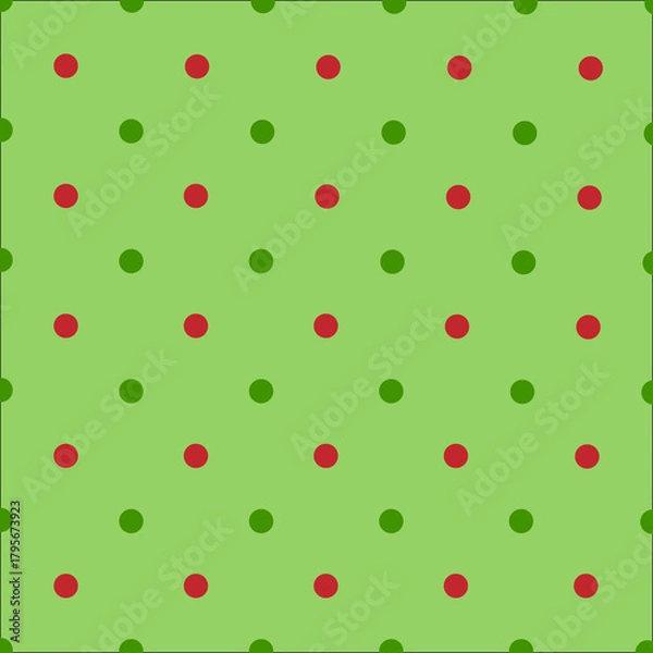 Obraz Green and Red Polka Dot Seamless Pattern