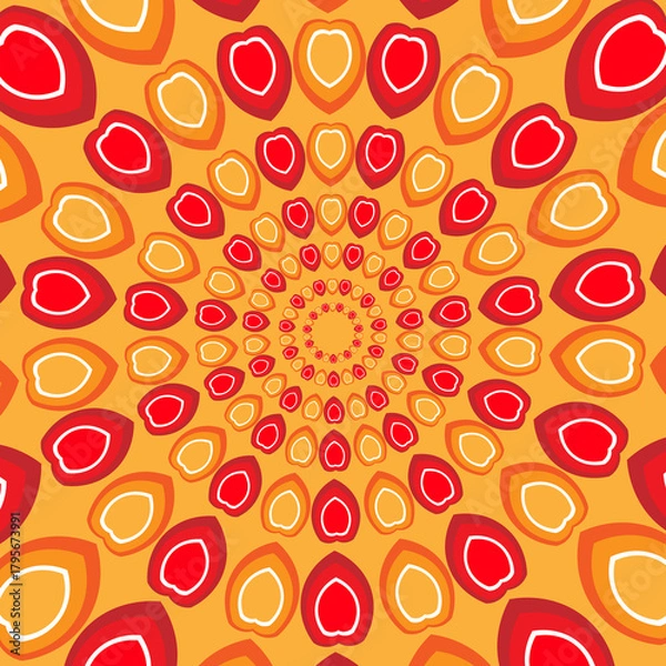 Obraz Yellow Spiral Mandala Pattern with Red Accents