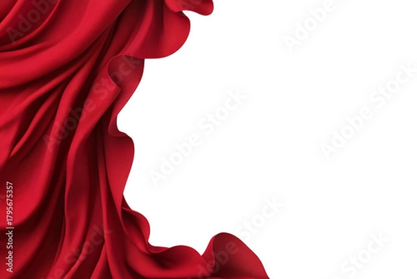 Fototapeta Red Draped Fabric on Transparent Background