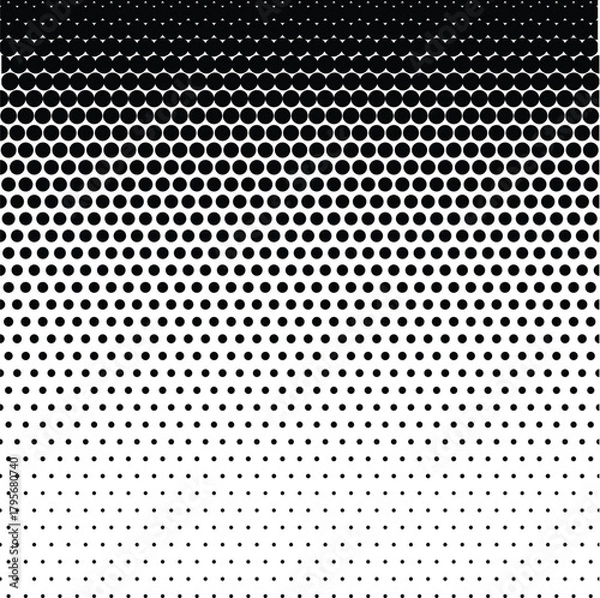 Fototapeta Abstract diagonal gradient halftone pattern A gradiant of black and white dots creating a textured abstract background with varying Pixelated wave shadow texture. Abstract halftone gradation pattern 