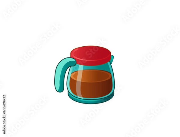 Obraz 3D vector illustration of a cartoon coffee pot on a white background