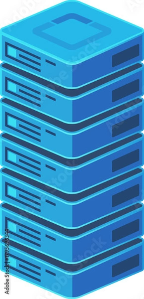 Obraz Data Server Stack Icon, Modern Database and Cloud Storage Illustration