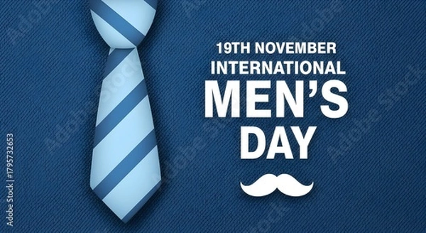 Fototapeta Celebrating International Men's Day with a stylish tie and mustache graphic.