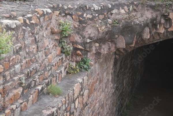 Fototapeta “Ancient Octagonal Mughal Pavilion in Lush Field Landscape”