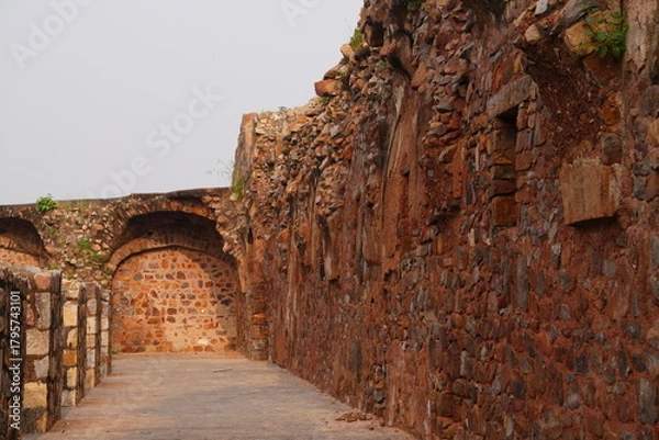 Fototapeta Ancient Stone Walls of Fort Complex with Warm Textures