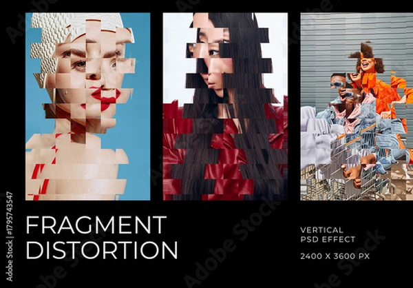 Obraz Fragmented Vertical Image Effect Mockup