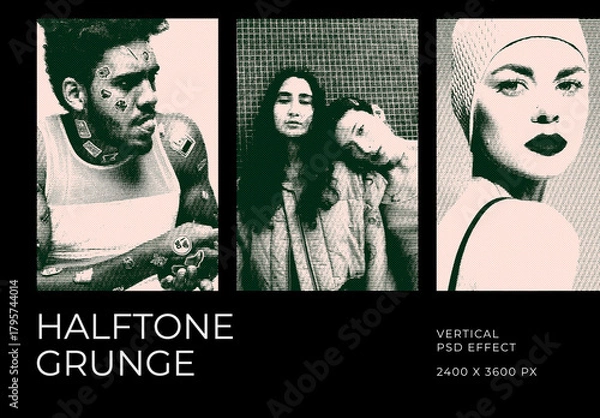 Obraz Grunge Halftone Vertical Image Effect Mockup