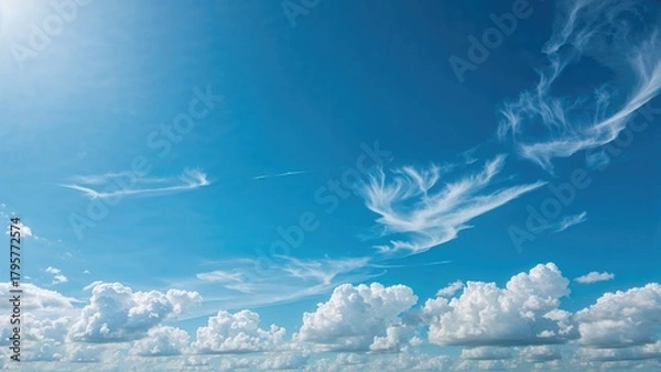 Fototapeta Cloudscape with blue sky and white clouds