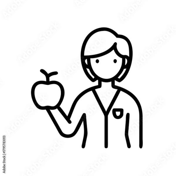 Fototapeta Nutritionist holding an apple with confidence on copy space