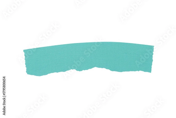 Fototapeta Torn turquoise adhesive tape on transparent background, washi tape design element