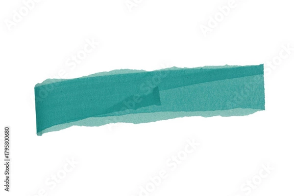 Fototapeta Torn turquoise adhesive tape on transparent background, washi tape design element