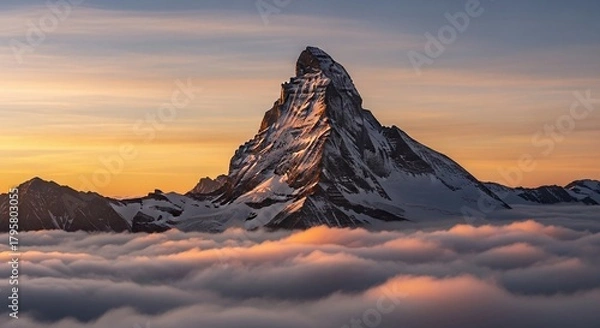 Fototapeta Majestic Matterhorn Peak Emerging from Golden Clouds