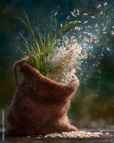 Obraz "Rice Seeds Spread South - Weight of Life", Xia-Shang-Zhou Miao Migration, Rice Seed Inheritance, Red Soil Seedling Civilization