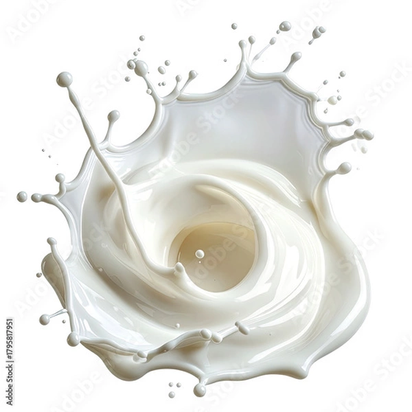 Obraz Creamy white liquid splash swirling out against a solid black background