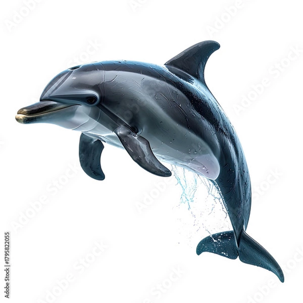 Obraz Dolphin leaps from dark sea water