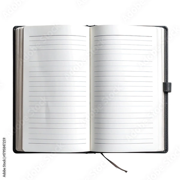 Fototapeta Open, lined notebook or journal. Ready for notes, ideas, or lists