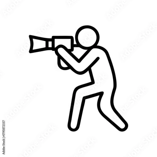 Fototapeta Photojournalist in action capturing moments on copy space