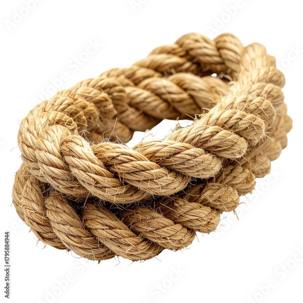Fototapeta Coiled rope twisted fibers form a circular, textured, thick strand