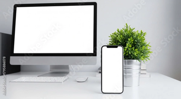 Fototapeta Smartphone Mockup on Table Surface