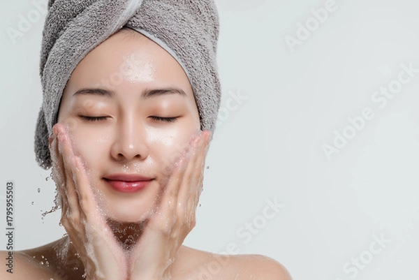 Obraz アジア人女性の洗顔イメージ