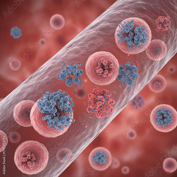 Obraz Various cells inside a blood vessel