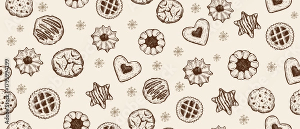 Fototapeta Hand-drawn Assorted Cookies Seamless Pattern	

