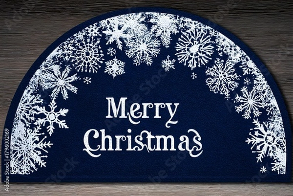 Fototapeta Celebrate the magic of winter with this festive Merry Christmas doormat adorned with delicate snowflakes and a warm holiday greeting