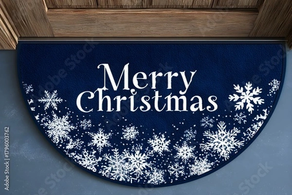 Obraz Welcome guests with a festive Merry Christmas doormat adorned with beautiful snowflakes, perfect for adding holiday cheer to any entryway